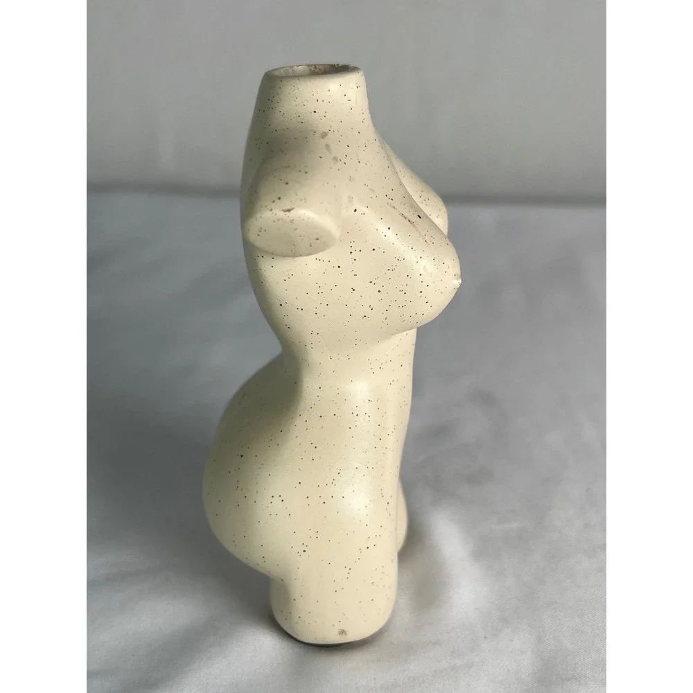 Speckled Unbranded Female Torso Bud Vase Unisex Small Cream Excellent